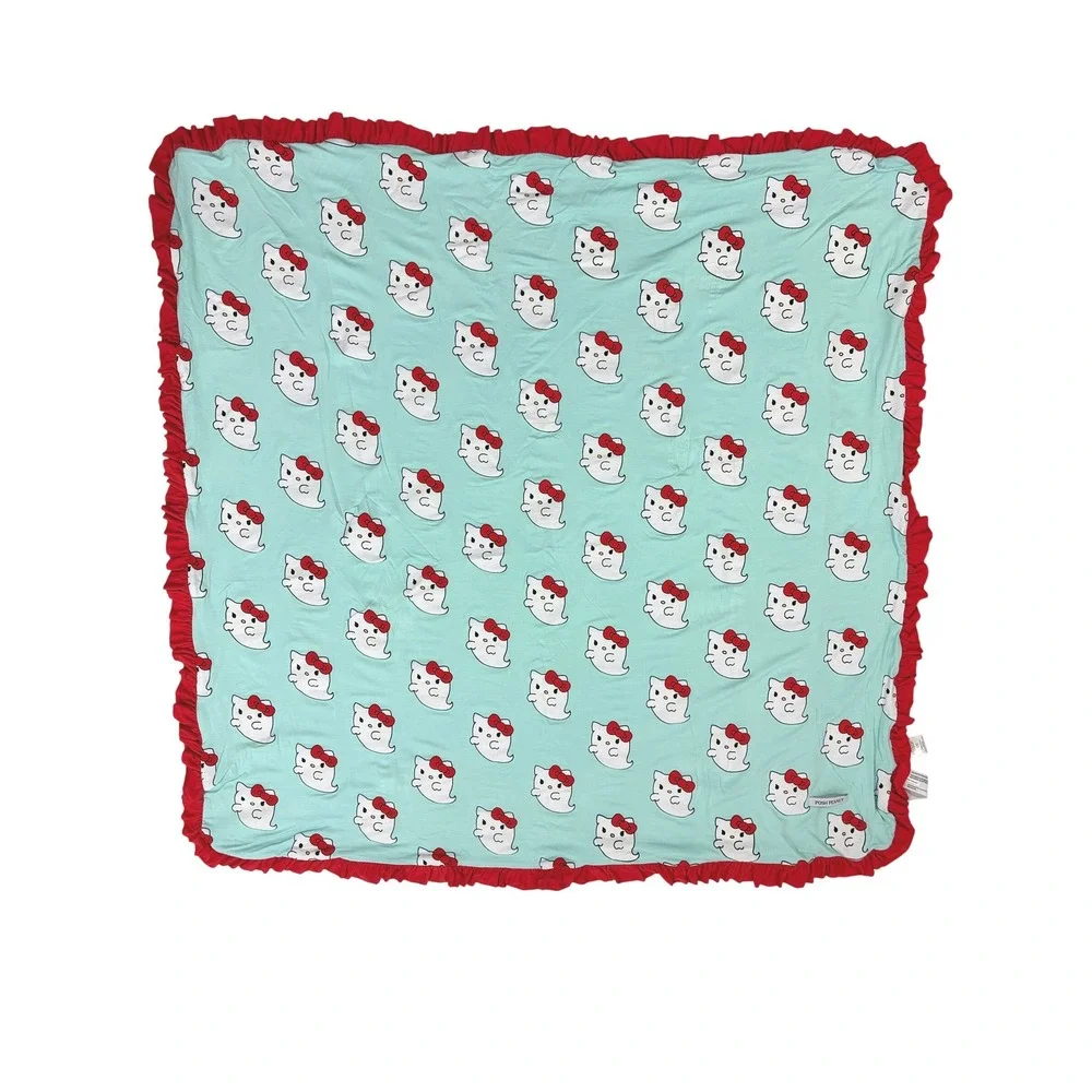 Posh Peanut x Hello Kitty Sanrio Luxette Patoo Ghost Kitty Bamboo Ruffle Blanket